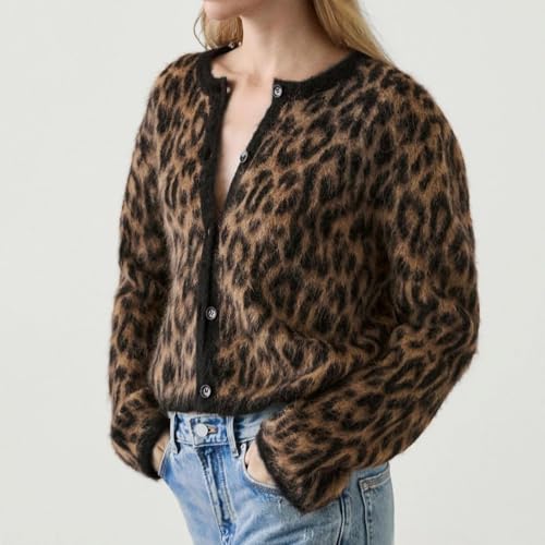 Sweater for Women Leopard Cardigan Button Up Sweaters 2024 Long Sleeve Open Front Jackets Y2k Cheetah Print Sweater Top2