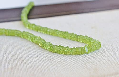 Péridot Heishi 4.5mm en Demi-Rang, Cadeau pour Passionné de Bijoux DIY