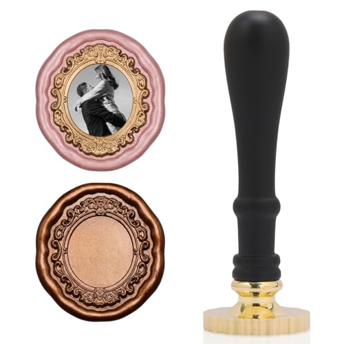 UNIQOOO Vintage Frame Wax Seal Stamp, 3D Relief Brass Sealing