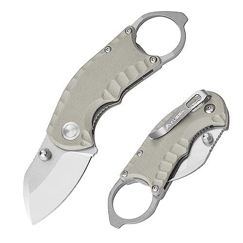 FLISSA 4' Small Folding Pocket Knife, Lightweight Utility Knife, Desert Tan G10 Handle, EDC Pocket Knife with 8Cr13MoV Steel Blade, Carry Pocket Clip, Bottle Opener and Flat Head Screwdriver, Liner Lock