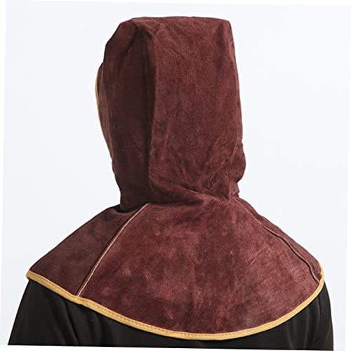 Casque de soudage protège-nuque en cuir de vachette marron x5 - 6