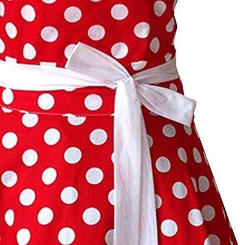 Chef Aprons for Men Women with ，Aprons With Pockets Red Kitchen Aprons Woman Cotton Polka Dot Cooking Apron Dress Apron