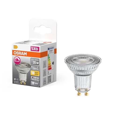 Osram Riflettore Led Spot Superstar Par16 Dimmerabile, Bianco Caldo 2700 K, 2,4 W, Gu10, 36°, 230 Lm, Trasparente, Per Faretti, Illuminazione D'Accent