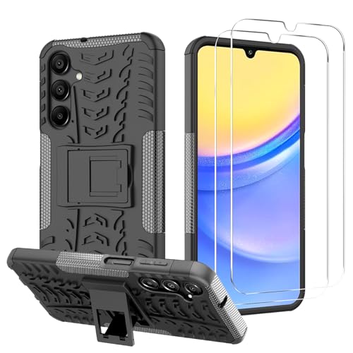 iCatchy Case for Samsung Galaxy A16 5G / 4G Military Grade Shockproof, Heavy Duty Hard Tough Dual Layer Robust Bumper Kickstand Cover and 2 Screen Protector for Samsung Galaxy A16 Phone (Black)