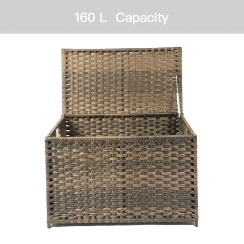 Image of Wicker Storage Trunk, 30 x 17 x 18 inches, 160L(42.3 Gallon), Handwoven Wicker Chest with Stay-Open Lid, Metal Frame, Easy to Assemble, Supports 200 lbs, Retro Brown