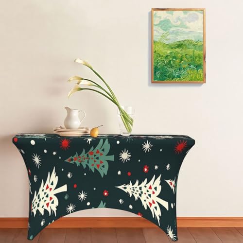 Nappe extensible sapin de Noël 1m20 en élasthanne imperméable pour banquet - 7