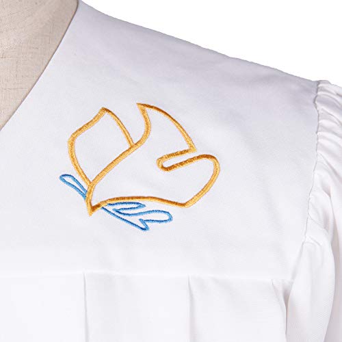 IvyRobes Unisex Premium Matte Baptismal Robe with Weighted Hem|Embroidered Dove with Olive Branch4