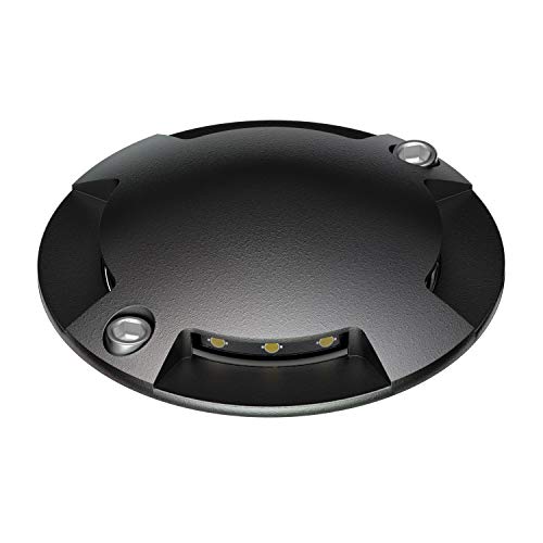 ledscom.de Lámpara LED para el suelo, señalizador BUNDA para exteriores, IP67, 4 lámparas, negro, redondo, 70mm Ø, blanco cálido