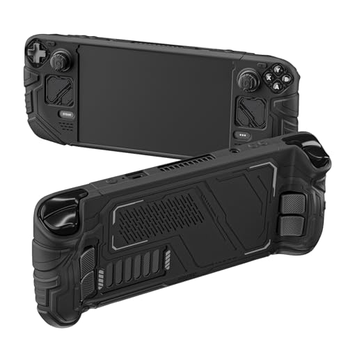 PlayVital Steam Deck�Ή����J�f�U�C���ی�J�o�[ ? OLED/LCD�Ή� ����~�߃V���R���O���b�v�J�o�[ | �Ռ��z���P�[�X �w�ʃ{�^�������Z�b�g���e�w�O���b�v �� �X�e�b�J�[�t���y�u���b�N�z