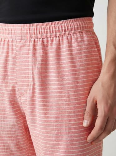 Image of Mens Cotton Linen Striped Plus Size Pyjama