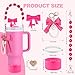 Wututir Stanley Cup Accessories Set,40oz & 30oz Tumbler Accessories Including Bow 0.4in Straw Topper Cover,2.95in Silicone Bling Boot,Bow Charms,Water Bottle Handle Strap for Women Gift (Dark Rose)