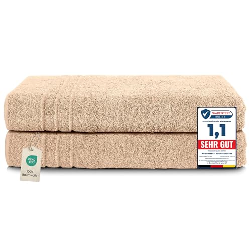 Komfortec Lot de 2 Serviettes de Sauna 80x200 cm, 100% Coton, Grande Taille, Douces et à Séchage...