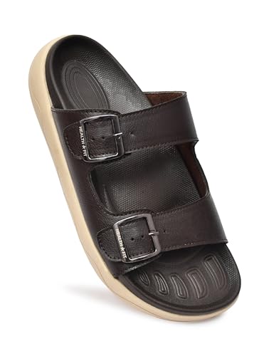 Image of HEALTH FIT Extra Soft Premium Classic Cushion Sliders /with Adjustable Buckle Strap & Light Weight Anti-SkidWaterproof Luxurious Slippers for Men's HF120