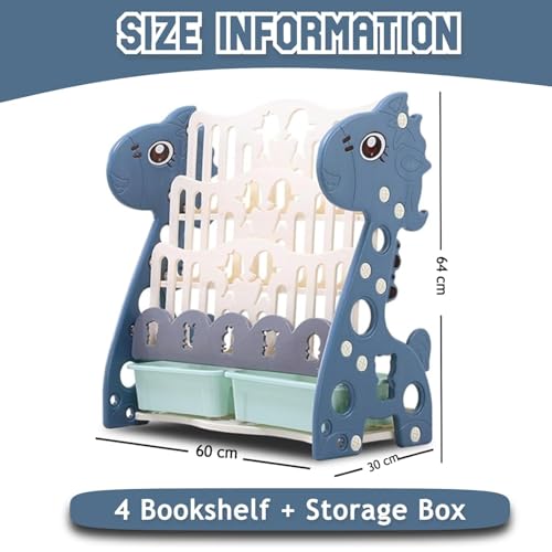 Image of Hukimoyo Book Shelf Cabinet for Kids with Toy Organizers Storage Box for Home Front Facing Display Storage Bookshelf Rack for Kid, 4‑Tier Book Shelves for Kids with Storage Bin