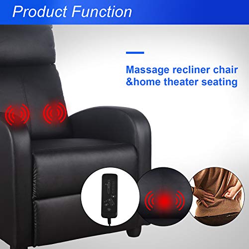 Polar Aurora Massage Recliner Chair Pu Leather Vibratory Massage Function Theater Chair Ergonomic Lounge For Living Room(Black) #TOP3