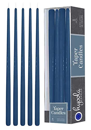 Hyoola Tall Taper Candles - 20 Inch Midnight Blue Unscented Dripless Taper Candles - 18 Hour Burn Time - 8 Pack