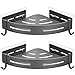 Gricol Etagère de Douche d'angle sans Perçage en Aluminium Aéronautique avec 2 Crochets pour Douche Support Antirouille Auto-adhésif pour Articles de Salle de Bains 2 Pièces (Gris)