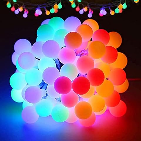 32ft 80 LED Globe Ball String Lights Battery Operated USB 2 in 1 - Fairy Globe String Lights,8 Modes with Remote, Decor for Easter Christmas Wedding Party Garden Patio,Multicolor Cover