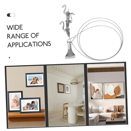 Image of TEHAUX 2set Heavy Duty Adjustable Picture Hanging Hardware Wire and Rail Hooks for Secure Display of Art Photos and Mirrors with Wire and Hooks for Easy Installation