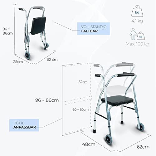 Gehbock Mobiclinic Rollator aus Aluminium mit 2 Rädern