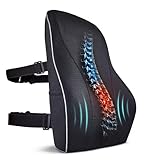 TULARIS Extra Dense Lumbar Support Pillow with Double Adjustable Straps - Ergonomic Memory Foam Cushion for Office Chair, Car, Couch - Firm Back Support for Lower Back & Spine Pain Relief