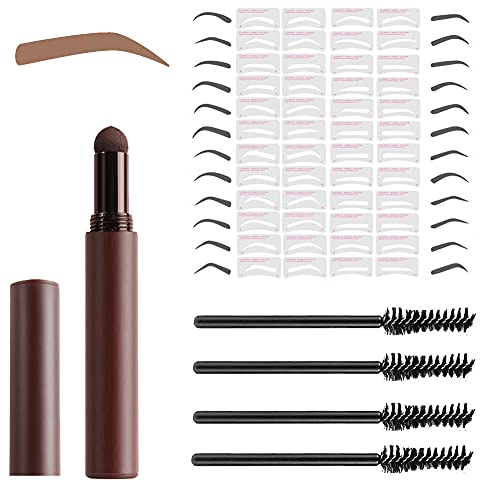 Eyebrow Stamp and Eyebrow Shaper Kit,One Step Brow Stamp Shaping Kit - Professional Eyebrow Powder Stamp Makeup with 24 Eyebrow Stencils 4 Eyebrow Makeup Brushes