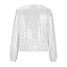 DDAPJ pyju Womens Sequin Jacket Shiny Glitter Sparkly Bomber Jackets Long Sleeve Zip Up Coats 2025 Fashion Party Clubwear White Large