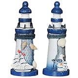 Cabilock 2stücke Leuchtturm-Ornament Aus Holz Im Mediterranen Stil Mini-Modell Für Schreibtischdekoration Maritime Holzkunst Für Wohnaccessoires Mediterrane Kunsthandwerksartikel Für Zuhaus