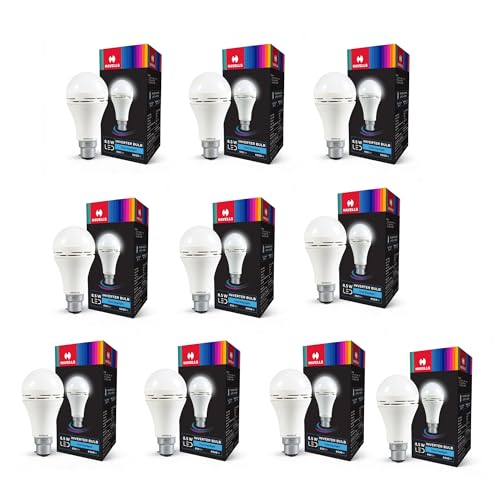 Image of HAVELLS 8.5w LED Emergency Bulb| Shatter Resistant |Cool Day White (6500K) | B22 LED Bulb Base | Inverter Bulb for home,4 Hours battery back up| Li-ion Battery | Over charging Protection (Pack of 10)