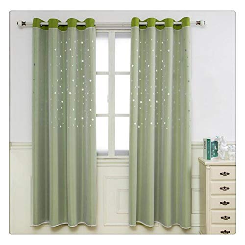 SimidunEUR Romantik Sterne Vorhänge Kinderzimmer - Kindergardinen Mädchen Thermovorhang Blickdicht Gardinen,Grün,140 * 160 cm