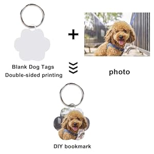 30 pcs Sublimation Blank Dog Tags Paw Shape Sublimation Blank Dog Tags Double Sided Dog Tags with Key Ring DIY Sided Aluminum Dog ID Tags Pet Name Tags Dog Collar Tags with Dogs and Cats