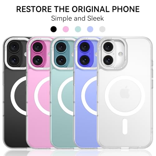 Image of YINLAI for iPhone 16 Case 6.1-inch,Magnetic Compatible with MagSafe, Slim Matte Anti-Fingerprint, Shockproof Full Body Military Grade Protection for iPhone 16 Cover, Clear