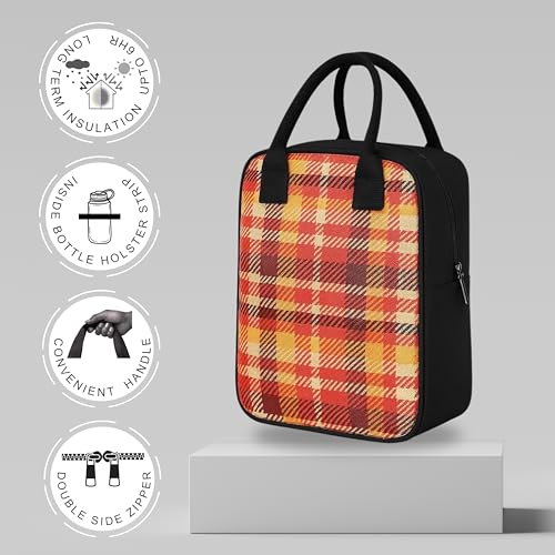 Image of Nibbler Lunch Bag Office Tiffin Bags for Men Women | Insulated Hot Cold Travel Lunch Bag | for Lunch Tiffin Box & Bottle | Multi-use Storage I for Office & School (Tartan Plaid)