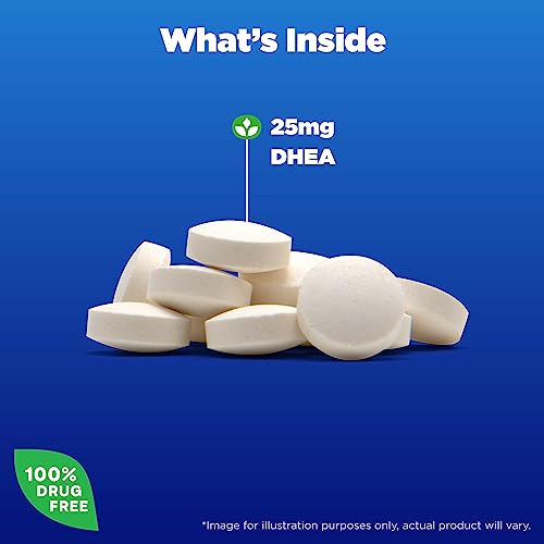 Natrol Mood & Stress DHEA 25mg with Calcium, Dietary Supplement for Balance of Certain Hormone Level and Mood Support, 300 Tablets, 300 Day Supply - Image 5