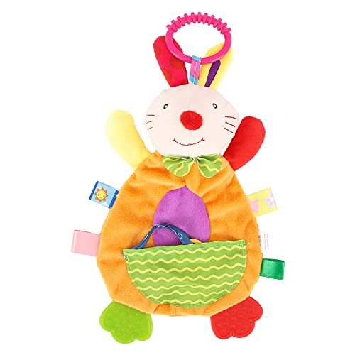 Image of Baby Teething Cuddly Teether with Rabbit Character, 3 Textured Teething Places, BPA-Free Silicone, Soft Fabric Textures to Explore, and Crinkle Sounds to Discover