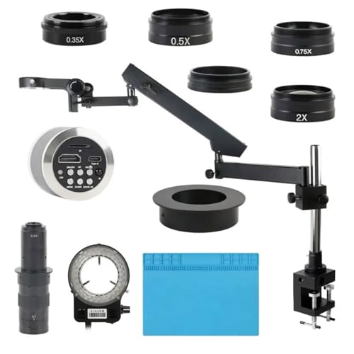 ラボ用顕微鏡アクセサリー 55MP HDMI USB ビデオ顕微鏡カメラ 調整可能な方向クランプアームピラーブラケット 180X 120X 200X C マウントレンズ 電話修理キット用(48MP 4K 2K HDMI Type,120X Lens)