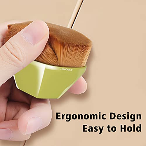 Image of Foundation Makeup Brush Flat Top Kabuki Hexagon Face Blush Liquid Powder Foundation Brush for Blending Liquid, Cream or Flawless Powder Cosmetics with Bonus Protective Case (Yellow)
