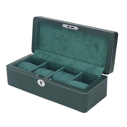 Boîte de montre 4 fentes en microfibre vert Jeffergarden de luxe - 5