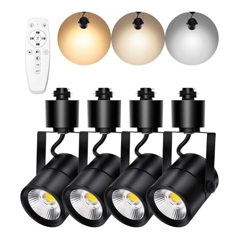 Motrackcao LED Track Lighting Heads,2700K-6500K Stepless Dimming H Type Track Light Heads Dimmable Rail Ceiling Spotlight Fixtures Accent Art Task,Flicker Free CRI90+ 24°10W 1000LM,Black 4 Pack Cover