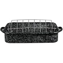 Granite Ware 19-Inch Roasting Pan With V-Rack - Nonstick Rectangular Roaster for Poultry, Baking, Broiling, Grilling - Durable Cookware for Holiday Feasts & Daily Meals - Family Size, Made of Steel
