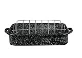 Granite Ware 19-Inch Roasting Pan With V-Rack - Nonstick Rectangular Roaster for Poultry, Baking, Broiling, Grilling - Durable Cookware for Holiday Feasts & Daily Meals - Family Size, Made of Steel