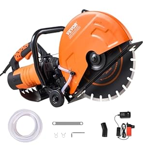 VEVOR Elektrische betonzaag, 356 mm, krachtige cirkelzaag 2800 W, zaagdiepte 127 mm, nat-/droge schijfzaag met waterbuis, waterpomp, zaagblad, voor steen en baksteen