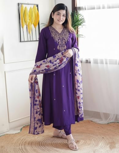 Image of KLOSIA Women Embroidery Kurta and Pant Set with Dupataa