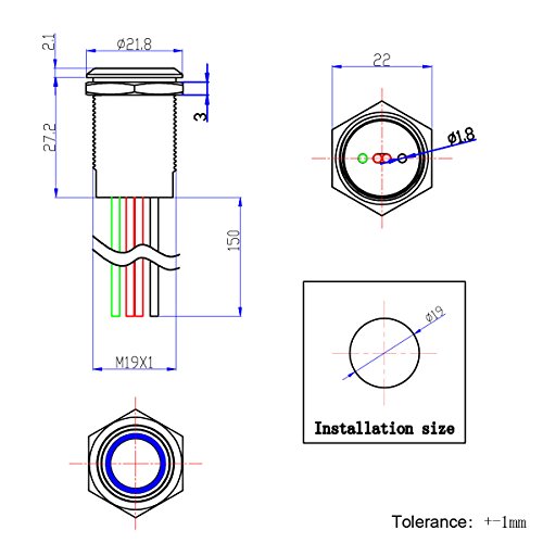 Ulincos Touch Switch Ut19Z1 Latching Switch Dc 6V To 24V, Blue Led Always On, Suitable For 19Mm 3/4" Mounting Hole #TOP6