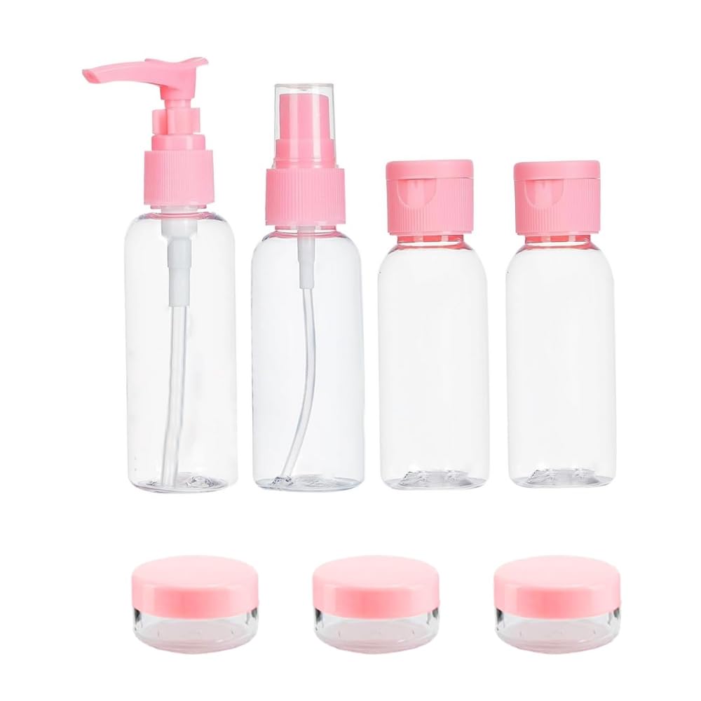 7-Pcs Leak Proof Travel Bottles Kit - Refillable Toiletry Containers Set with Pouch for Shampoo, Lotion, Cream, Soap, Body Wash & Cosmetics - Portable Mini Travel Essentials for Men & Women-image-20