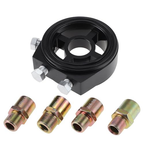 HEROFFIX Oil Cooler Sandwich Plate Adapter Aluminum Alloy with 4 Adapter M18x1.5 & M20x1.5 & M22x1.5 & 3/4-16 for Engine Transmission Filter Cooling System