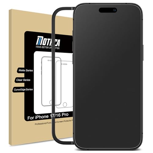 Mothca Matte Glass Screen Protector for iPhone 17 / iPhone 16 Pro (6.3 inch) Anti-Glare & Anti-Fingerprint Tempered Glass Film [Easy Installation Frame] Case Friendly Bubble Free - Smooth as Silk