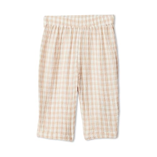 Amazon Essentials Unisex Babies x Sofia Grainge Baby and Toddlers Cotton Gauze Pants Beige Gingham 18 Months