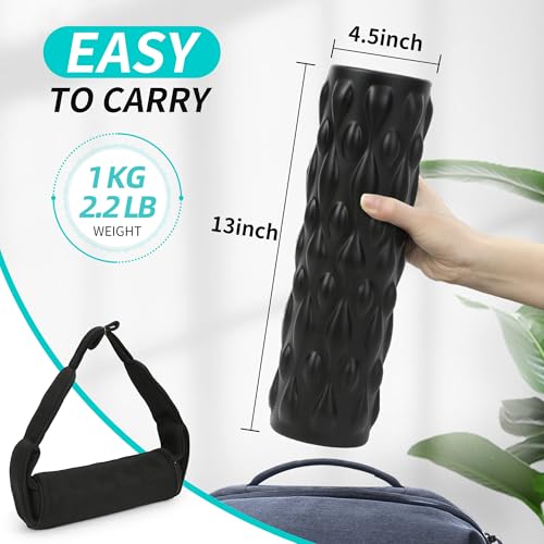 Image of High-Density Vibrating Foam Roller Black with 4 Customizable Speeds for Deep Tissue Massage, Muscle Recovery and Pain Relief -Rechargeable with Massage Backpack