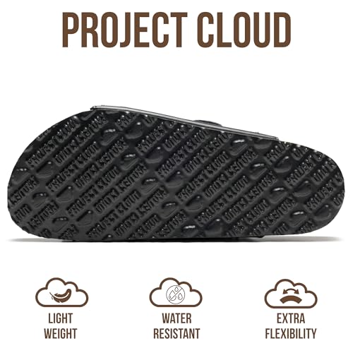 Image of Project Cloud 100% Genuine Leather Flat Sandals For Women 2026 Cork Footbed Womens Sandals with Memory Foam and arch support Vacation Essentials Slides for Women Footwear (Venita)